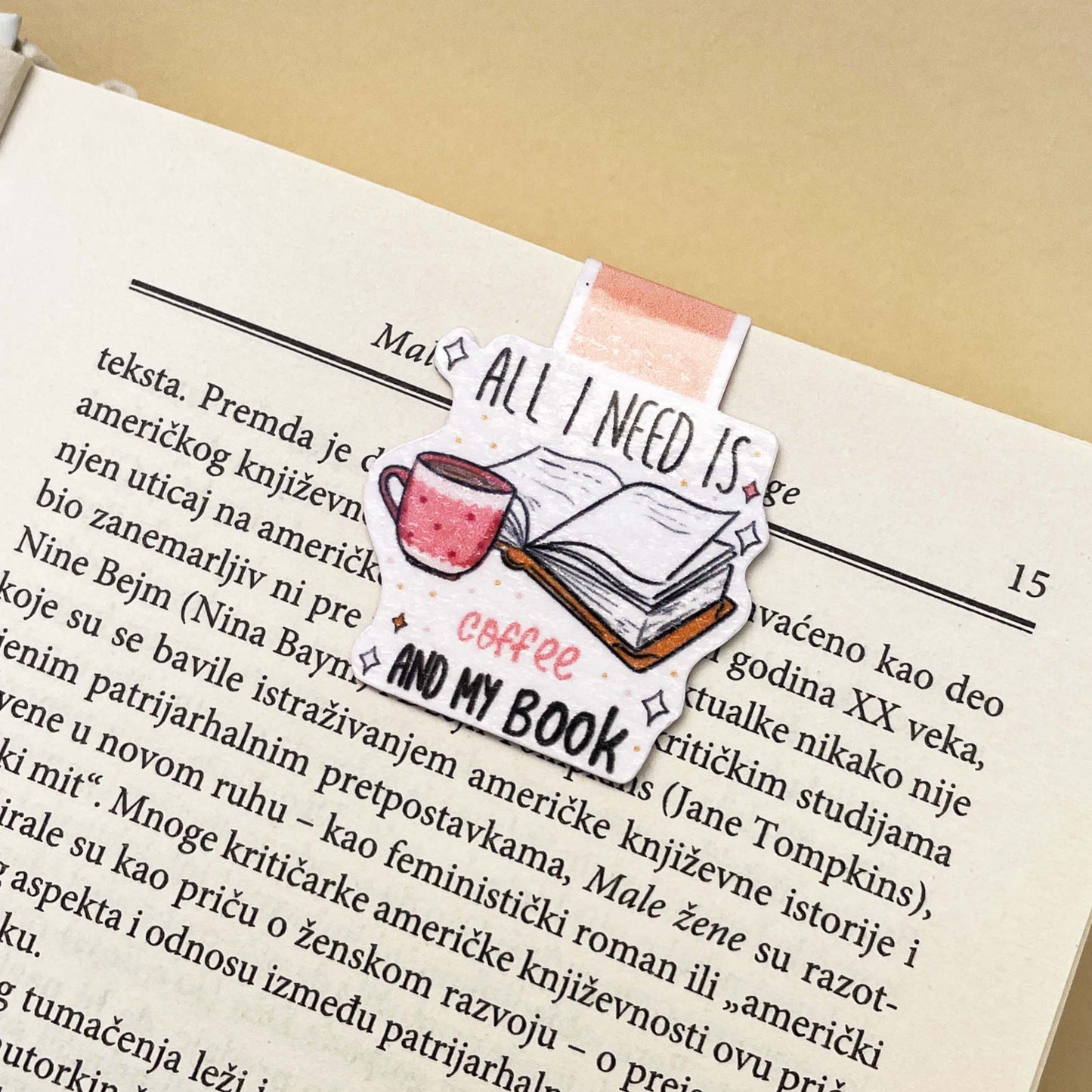 Magnetni Bookmarker - All I need is coffee and my book - Bananica.art