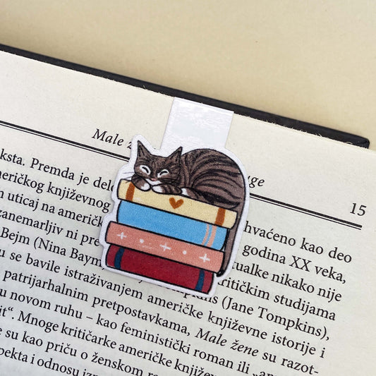 Magnetni Bookmarker - Cat & Books - Bananica.art