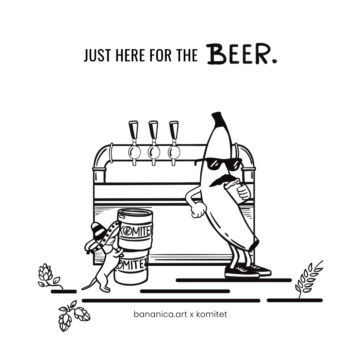 Oversized majica - Just here for the BEER - Bananica.art x Komitet