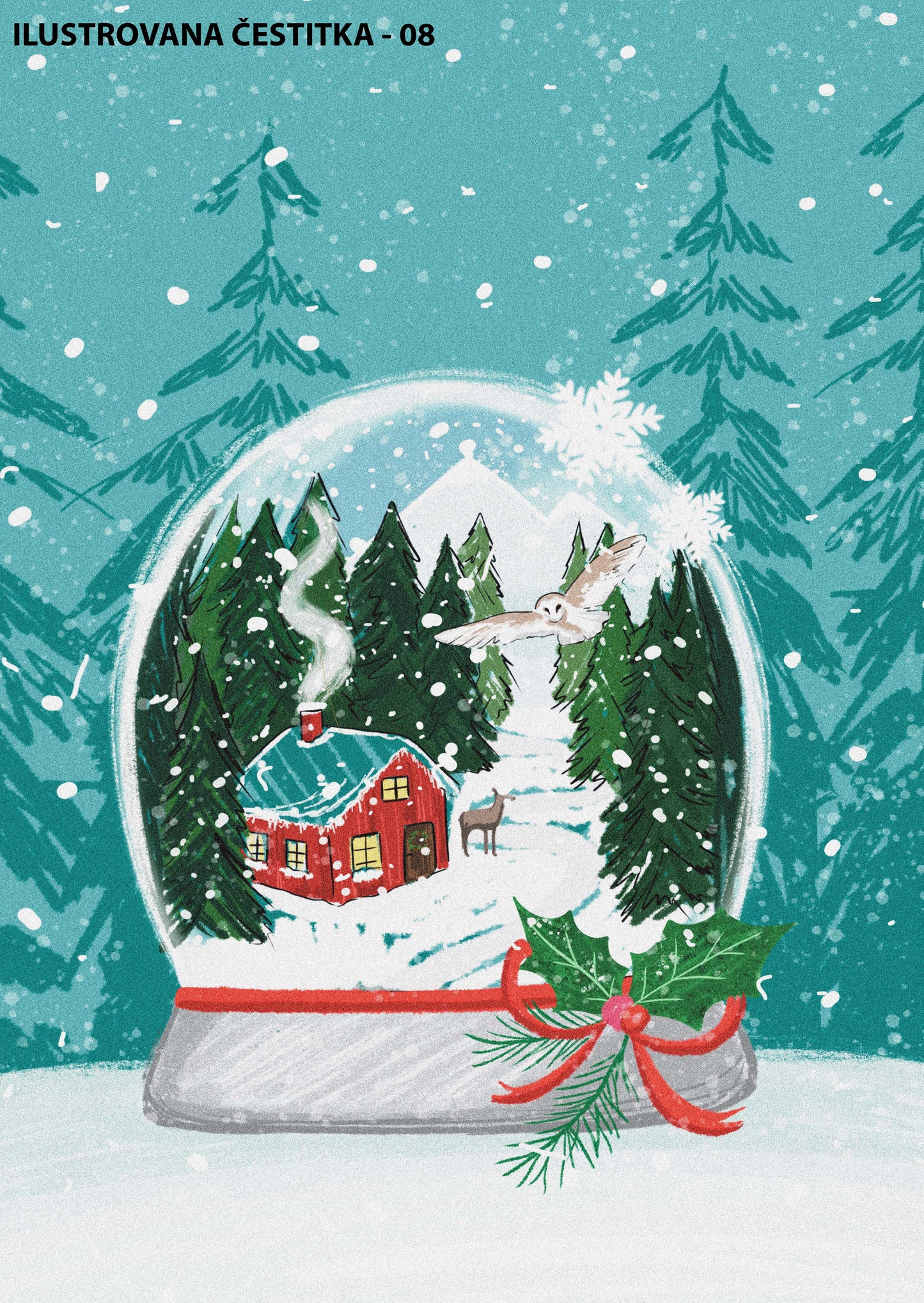 Ilustrovane praznične čestitke sa kovertom - Bananica.art