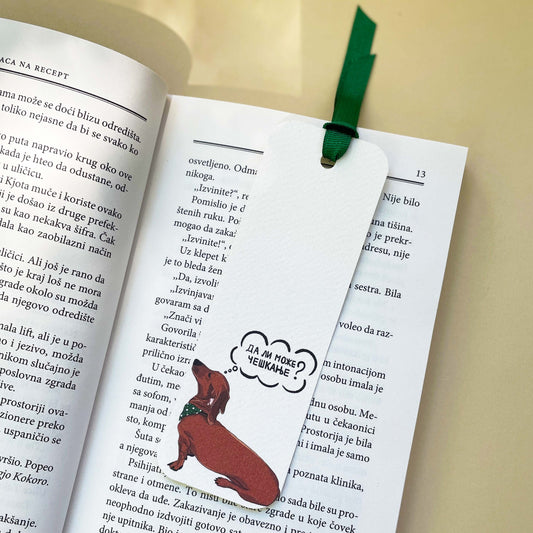 Ručno rađen obeleživač za knjige sa ilustracijom jazavičara- Da li može češkanje?