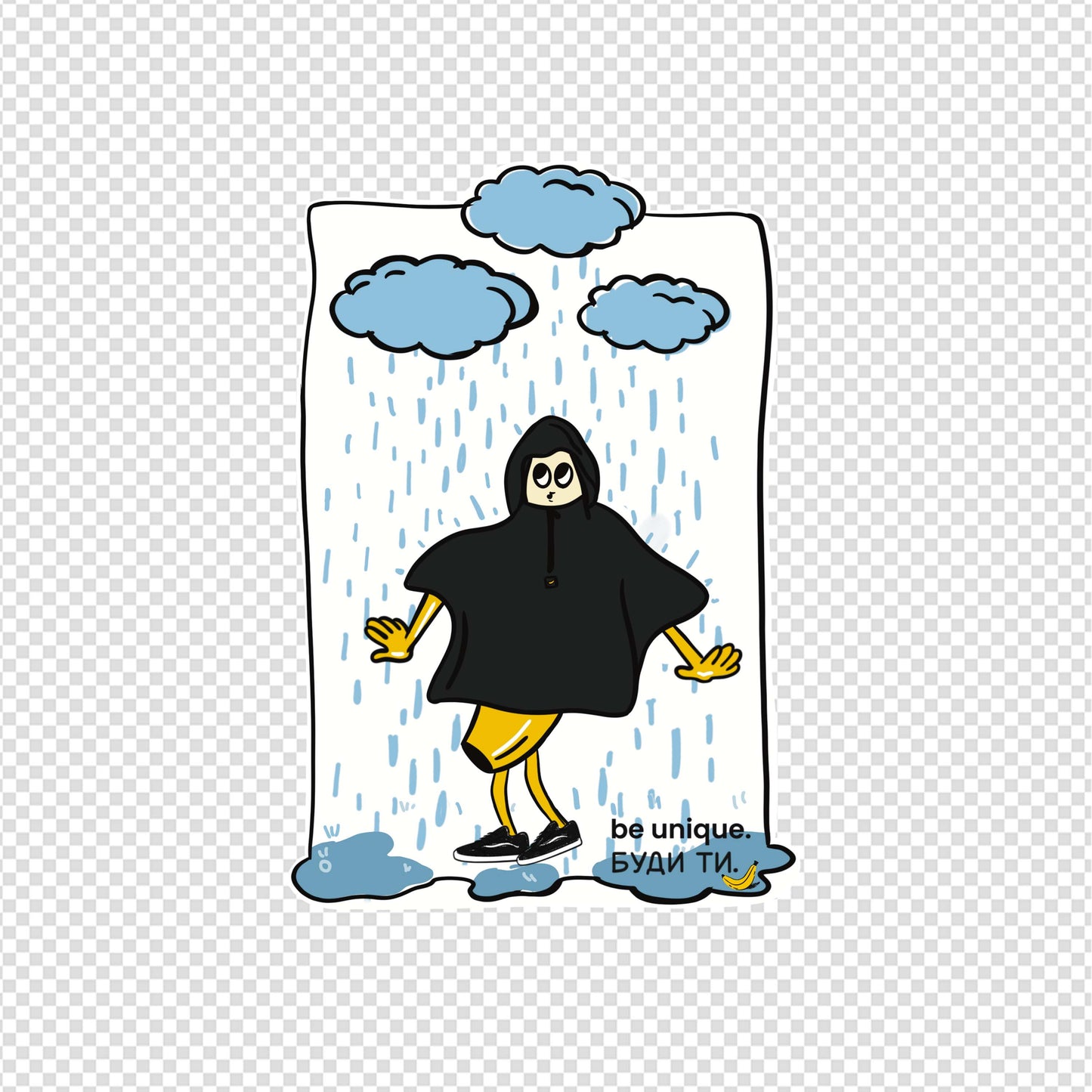 Stiker - Banana na kiši - Bananica.art